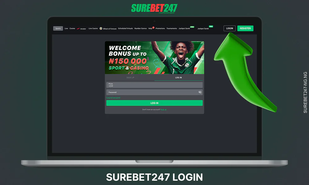 To log in to your Surebet247 personal account, you should use the data that you provided during registration