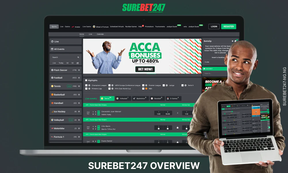Surebet247 website in Nigeria offers its users a wide line of sports betting as well as a huge library of online games